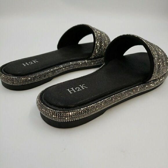 Womens Sz 10 Slides Bling Rhinestone Open Toe Sandals Flip Flops Slipper Summer - Picture 12 of 14